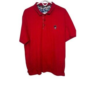 Robert Graham Polo Shirt Men's XL Red Short Sleeves Crowned Skull